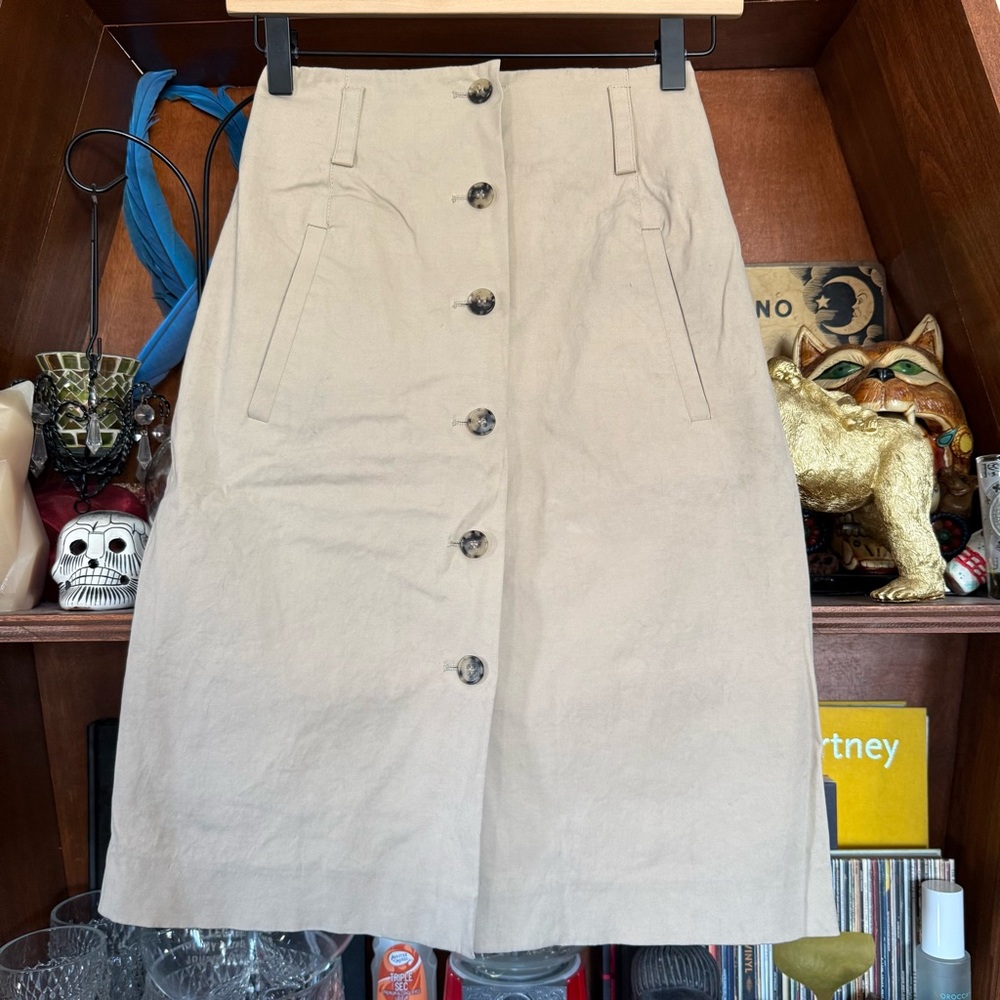 Theory - Tan Chino Beige Button Front Pencil Skirt - size 00
